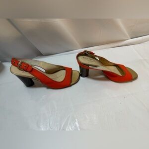 Kate Spade Vibrant Red Heels with Metallic Accents